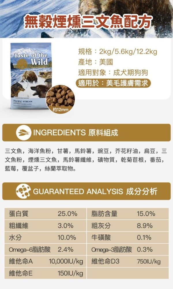 美國進口 – Taste of the Wild - 無穀物 三文魚配方（成犬糧）