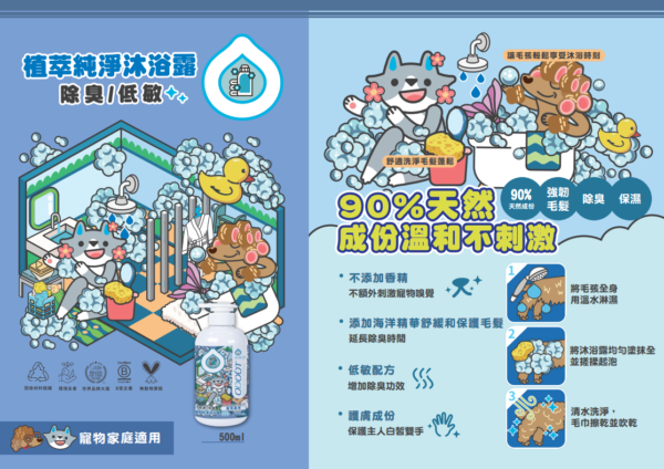 Odout台灣 - （犬貓適用）寵物無香味低敏除臭洗毛液 (0.5L)